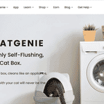A Shopify 360 product viewer is used to promote the CatGenie