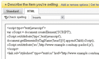 Paste HTML code in ebay admin