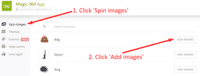 Click add images to open Magic 360 app image uploader