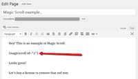 Magic Scroll shortcode appears on your WordPress page or post