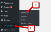 Click shortcodes in the WordPress admin panel